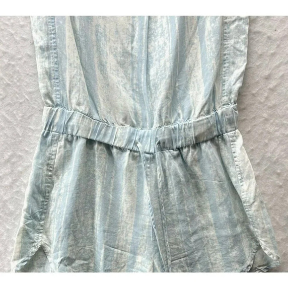 Anthropologie Current Air Romper Women Sz XS Blue White Drawstring Elastic Waist - Picture 7 of 12